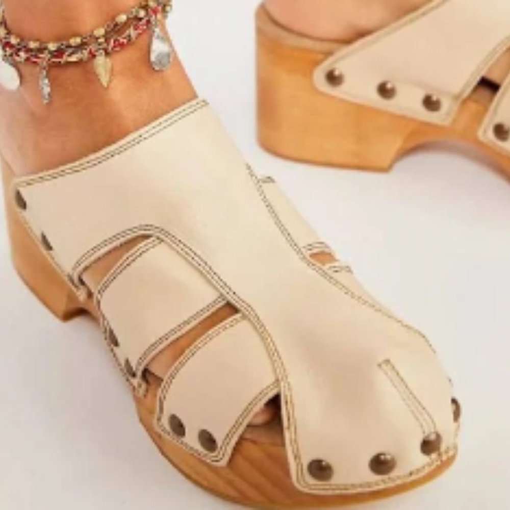 Free People Libra Fisherman Clogs - White